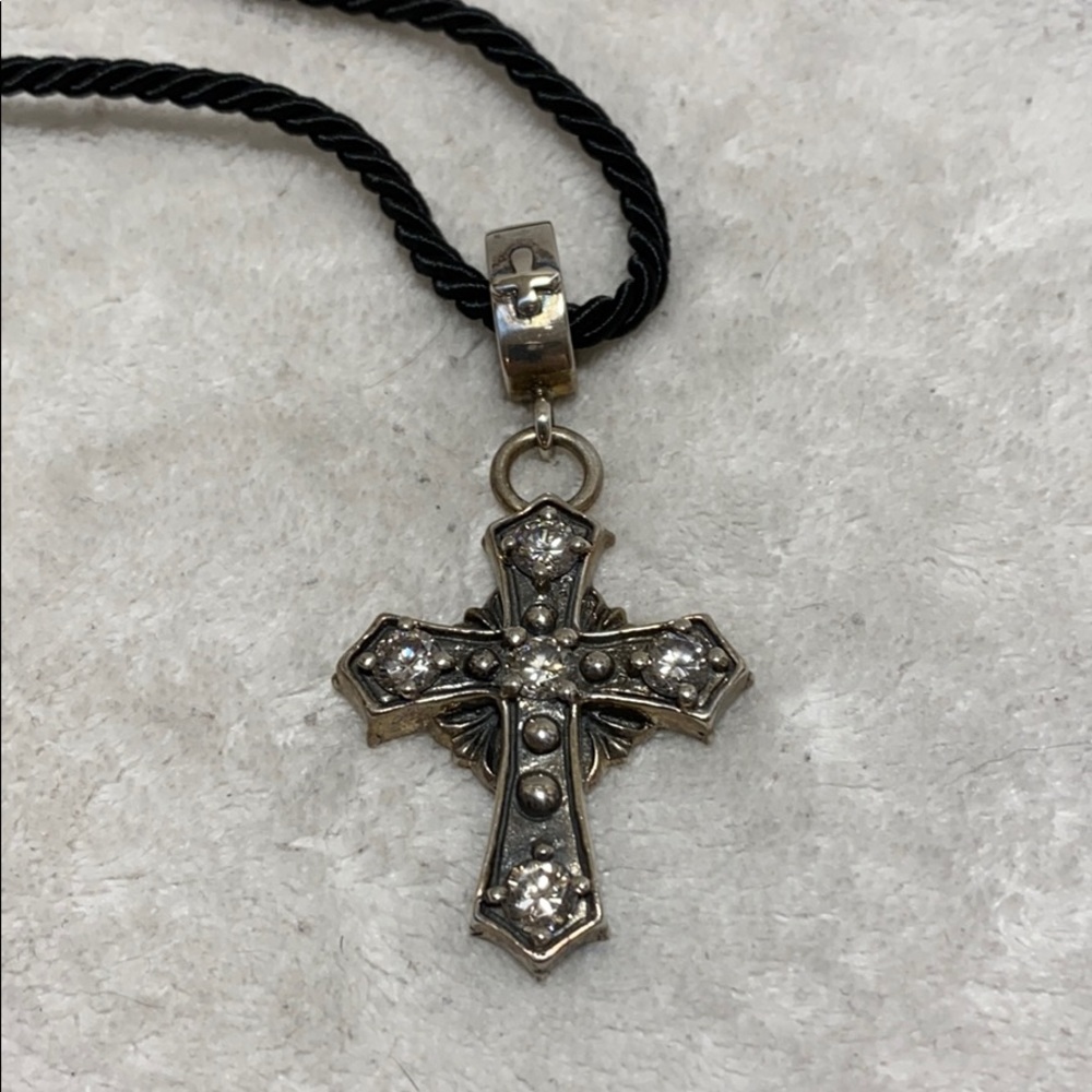 Large Sterling Silver cross with CZs